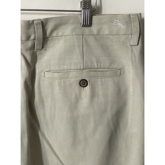 Tommy Bahama Pants Men 38x30 Beige Chino Silk Cotton Straight Flat Front Trouser - Picture 6 of 10